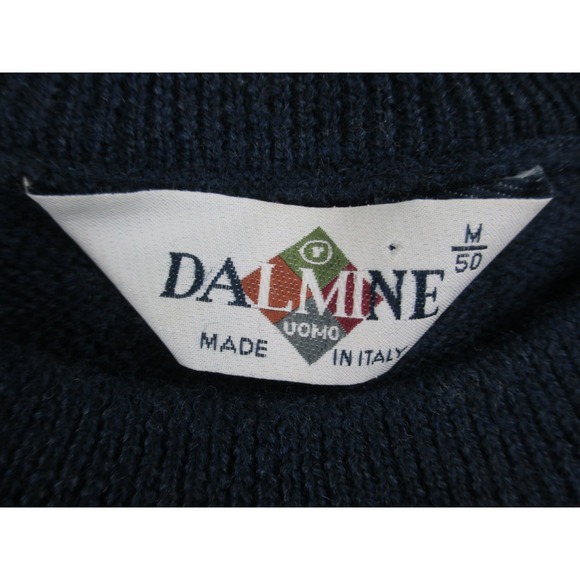Dalmine Uomo Sweater Mens Medium Blue Italy Wool Patchwork Pullover Casual - Picture 4 of 9